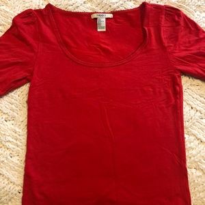 Red Fitted Short Sleeve Shirt